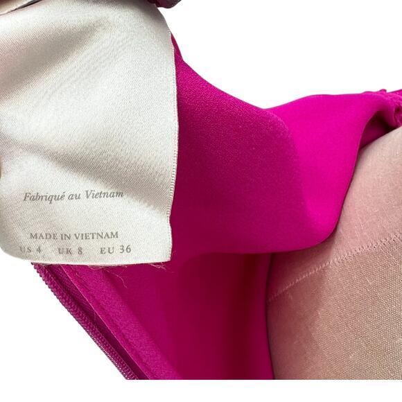 Bhldn Jennings Satin Dress Cowl-Neck‎ Ruched Side-Slit Satin Gown Fuchsia Size 4 - Picture 14 of 16